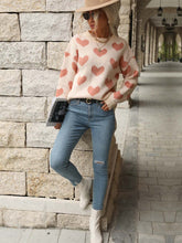 Load image into Gallery viewer, Heart Pattern Drop Shoulder Sweater | NCS