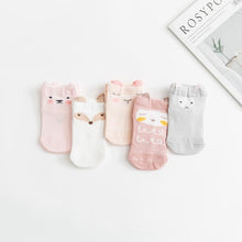 Load image into Gallery viewer, 5 Pairs Thin Combed Cotton Cute Animal Baby Socks Mesh Short Socks For Newborns Boys & Girls