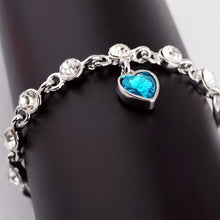 Load image into Gallery viewer, Modern Genuine 925 Sterling Silver Heart Elegant Luxury Bracelets For Women Blue Sapphire Tanzanite Chain Bracelet Trendy Wedding Gift Fine Jewelry