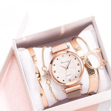 Load image into Gallery viewer, Fashion Set Women Watches Luxury Magnet Buckle Flower Rhinestone Watch Ladies Quartz Wrist Watch WIth Bracelet In Set For Women and Girls