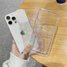 Load image into Gallery viewer, Unique Gradient Women Love Wallet Card Holder Clear Soft Case For iPhone 13 11 12 Pro Max Beautiful Colors Transparent Cover Drop Protection Transparent Phone Cover