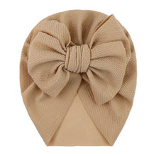 Load image into Gallery viewer, Handamde Elegant Baby Hats for Girls Big Bow Turban Hat Newborn Baby Beanie Cap Solid Color Style