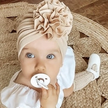 Load image into Gallery viewer, Handamde Elegant Baby Hats for Girls Big Bow Turban Hat Newborn Baby Beanie Cap Solid Color Style