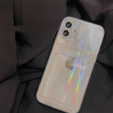 Load image into Gallery viewer, Transparent Card Holder Silicone Case For iPhone 14 13 11 12 Pro Max Mini X S XR 8 7 Plus Lens Protection Cover Clear Protective Case with Card Slot Slim Drop Resistant Soft Bumper Cute Pocket Cover