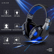 Load image into Gallery viewer, Professional Led Light Gaming Headphones for Computer Adjustable Bass Stereo PC Gamer Over Ear Wired Headset With Mic