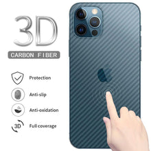 Load image into Gallery viewer, 2Pcs Carbon Fiber Matte Back Film For iPhone 14 13 12 Mini 11 Pro XR X XS Max 7 8 Plus SE3 Transparent Scratch Resistant Sticker Slim Fit Clear Transparent 3D Carbon Fiber Back Skin Rear Screen Guard Protector Sticker