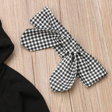 Load image into Gallery viewer, 1-6Y Winter Toddler Baby Girls Clothes Sets, Hooded Pullover Black Tops and Ruffles Plaid Pants Headband In Modern New Style