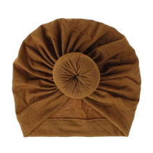 Load image into Gallery viewer, Handmade Pleated Flower Babies' Knitted Cotton Cloth Turban For Baby Girls In Elegant Style