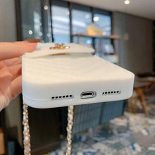 Load image into Gallery viewer, Luxury Wallet Bag Phone Case For iPhone 14 13 12 MINI 11 Pro XR XS Max 6 7 8 Plus Silicone Card Pocket Strap Cover With Lanyard Crossbody Chain Card Holder Slot Handbag Wrist Strap Protective Cover