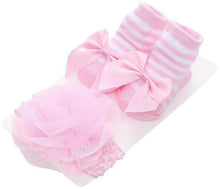 Load image into Gallery viewer, Princess Colorful Lace Baby Socks Bow Cute Baby Bowknot Warm Socks And Hair Band Set Stylish Design For Baby Girls