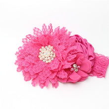 Load image into Gallery viewer, Luxury Modern Handmade Flower Headband Newborn Infant Pearl Flowers With Lace wide Headbands Bebes Hair Accessories Bow