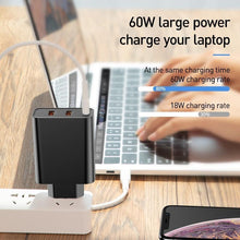 Load image into Gallery viewer, 3 Ports USB Fast Charger 60W Support Quick Charge Type-C PD Charger QC 4.0 3.0 Phone Charger