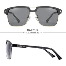 Load image into Gallery viewer, BARCUR Polarized Men’s Sunglasses – Fashionable Square Stainless Steel Frame UV400 Protection Anti-Reflective Outdoor Sports & Driving Eyewear – Original Design Casual Style with Premium Polycarbonate Lenses