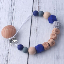 Load image into Gallery viewer, Baby Boy Wood Chew Pacifier Clips Dummy Chain Holder Cute Soother Chains Baby Girl Teething Toy