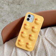 Load image into Gallery viewer, Cute Duck Pop Bubble Fidget Toys Soft Phone Case For Iphone 12 11 Pro Max 6 7 8 Plus Xr X Xs Max Se 2020 Relieve Stress Cover Stylish Unique Design Silicone Cover For Little Girls Boys