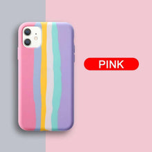 Load image into Gallery viewer, Luxury Rainbow Silicone Case For iPhone 11 X Xr Xs Max Case 12 11 Pro Max 6 6s 7 8 Plus Modern Colorful Shockproof Back Cover Rainbow Color Soft Silicon Back Cover Case