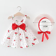 Load image into Gallery viewer, Modern Luxury Baby Girl Summer Party Clothing Cherry Dot Princess Dresses Bow Hat Outfits For Girls