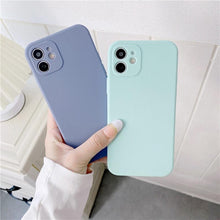 Load image into Gallery viewer, Soft Silicone Candy Color Phone Case For iPhone 13Mini iPhone 14Pro Max Ultra Thin Shockproof Cover Solid Color Shockproof Silicone Case For iPhone
