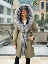 Load image into Gallery viewer, Genuine Silver Fox Fur Trim Rabbit Fur Insulated Parka