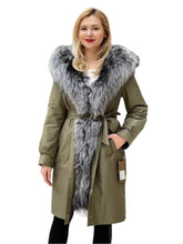 Load image into Gallery viewer, Genuine Silver Fox Fur Trim Rabbit Fur Insulated Parka