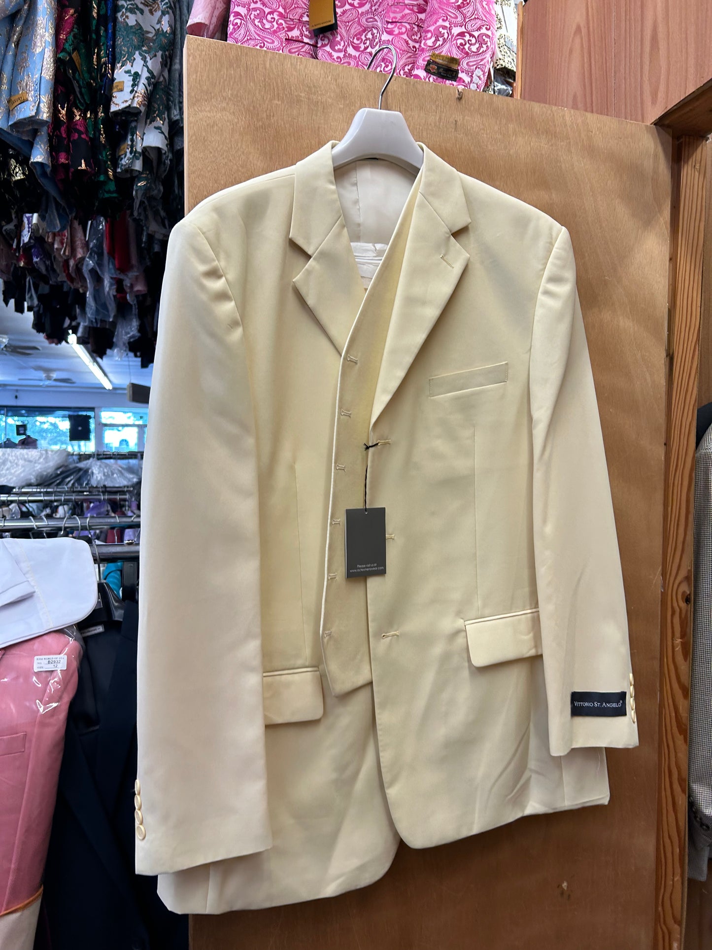Vittorio St. Angelo Banana Yellow 3-Piece Suit 46