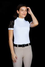Load image into Gallery viewer, Short Sleeve Lace shirt White/Black