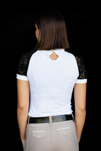 Load image into Gallery viewer, Short Sleeve Lace shirt White/Black