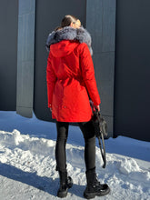 Load image into Gallery viewer, Roma Genuine Silver Fox Fur Rabbit Fur Insulated Parka in Red