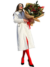 Load image into Gallery viewer, Genuine Mink Fur Rex Fur Trim Virgin Wool Coat in White