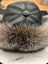Load image into Gallery viewer, Genuine Silver Fox Fur Genuine Leather Hat