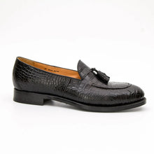 Load image into Gallery viewer, Black Crocodile Loafers with Tassels