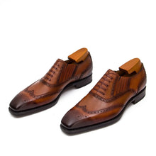 Load image into Gallery viewer, Goodyear Welted Brogue Oxford Shoes Brown