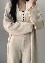 Load image into Gallery viewer, Buttons Casual Knitted Long Cardigan&Camisole&Pants 3 Pieces Suit