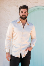 Load image into Gallery viewer, Men's Satin Cream Dress Shirt