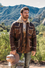 Load image into Gallery viewer, Men's Light Gray Suede Jacket w/ Faux Shearling-lined