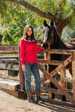 Load image into Gallery viewer, Ladies Cotton Red Embroidery Western Shirt With Suede
