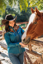 Load image into Gallery viewer, Ladies Cotton Blue Embroidery Western Shirt With Suede