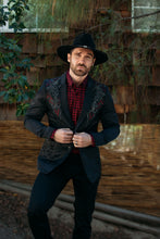 Load image into Gallery viewer, Men's Double Button Rhinestone Black Blazer