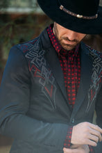 Load image into Gallery viewer, Men's Double Button Rhinestone Black Blazer