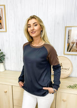 Load image into Gallery viewer, Casual Crewneck Sweatshirts Long Sleeve Color Block Blouses Side Slit Pullover Tops