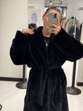 Load image into Gallery viewer, Faux Mink Effect Fur Coat in Black