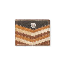 Load image into Gallery viewer, Ariat Chevron Patchwork Hair-On Leather (Brown/Tan) - Men's Bifold Wallet