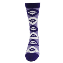 Load image into Gallery viewer, "HOPE" Purple Argyle Sock