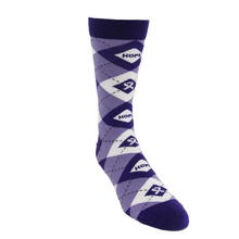 Load image into Gallery viewer, "HOPE" Purple Argyle Sock