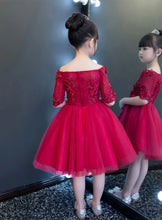 Load image into Gallery viewer, Red Tulle Flower Girl Dress - # GIAA221710002