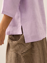 Load image into Gallery viewer, 100% Linen Shawl V-Neck Half Sleeve Top JADE