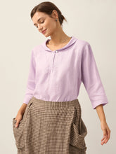 Load image into Gallery viewer, 100% Linen Shawl V-Neck Half Sleeve Top JADE