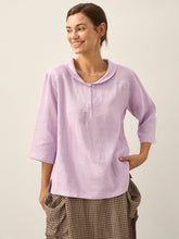 Load image into Gallery viewer, 100% Linen Shawl V-Neck Half Sleeve Top JADE