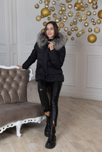 Load image into Gallery viewer, Noir Genuine Silver Fox Fur Down Fill Coat