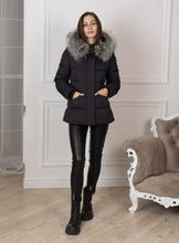 Load image into Gallery viewer, Noir Genuine Silver Fox Fur Down Fill Coat